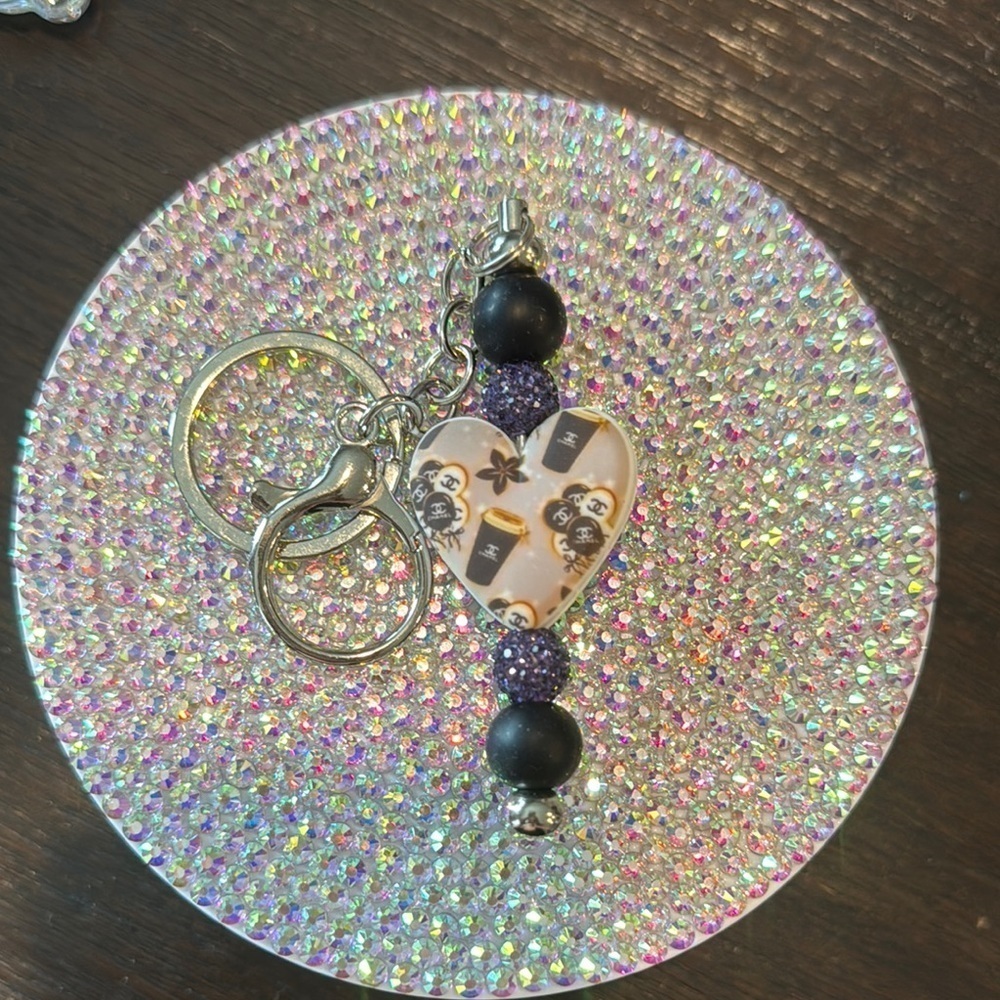 Stylish Heart Keychain with Purple Accents